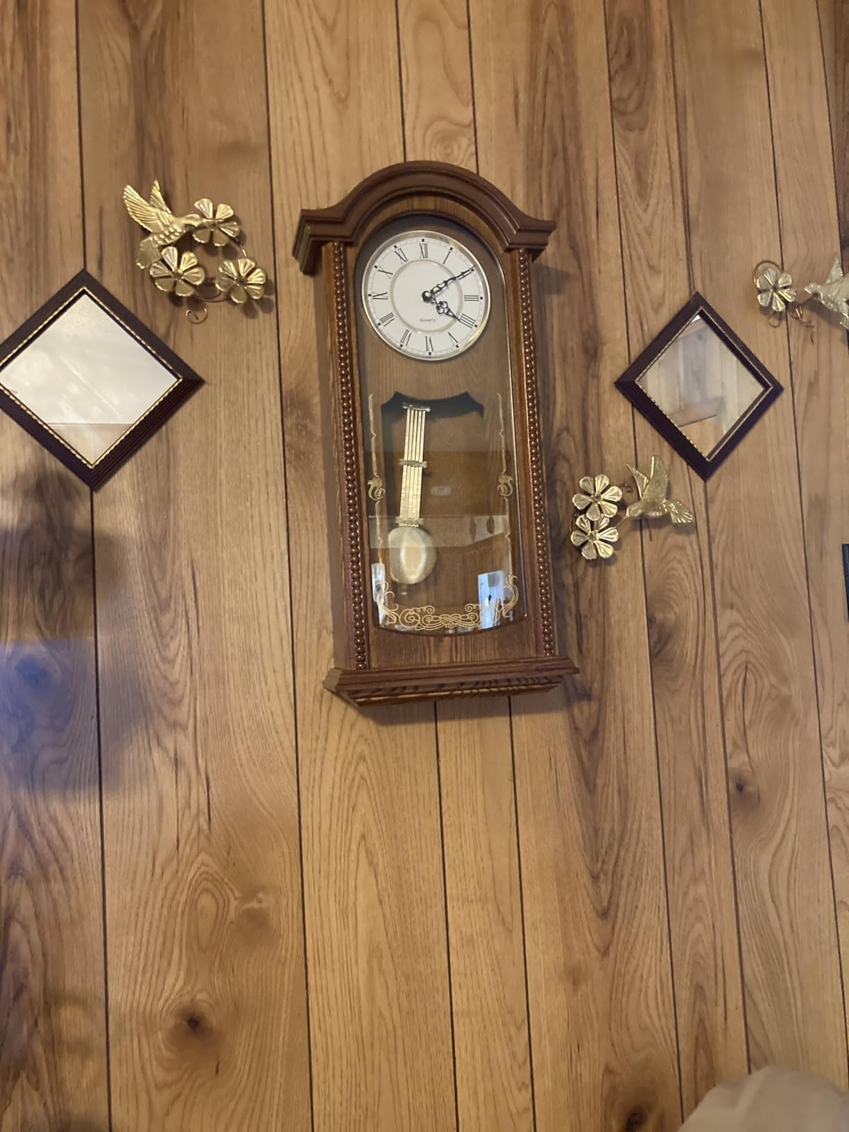 AYRELY 26IN Grandfather Vintage Wall Clock with Pendulum and Chime, Hour/Quarter-Hour Chime, Elmwood Frame customer photo 1