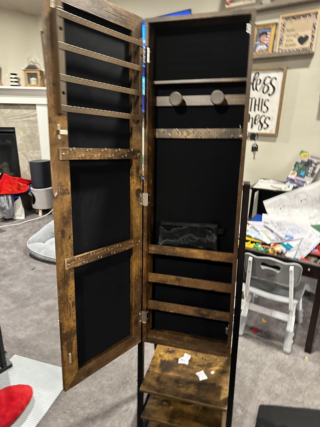Nicetree Mirror Jewelry Cabinet Standing, Lockable Jewelry Cabinet Armoire with 2 Drawers, Full Length Mirror with Jewelry Storage, Christmas Gifts, Black customer photo 2