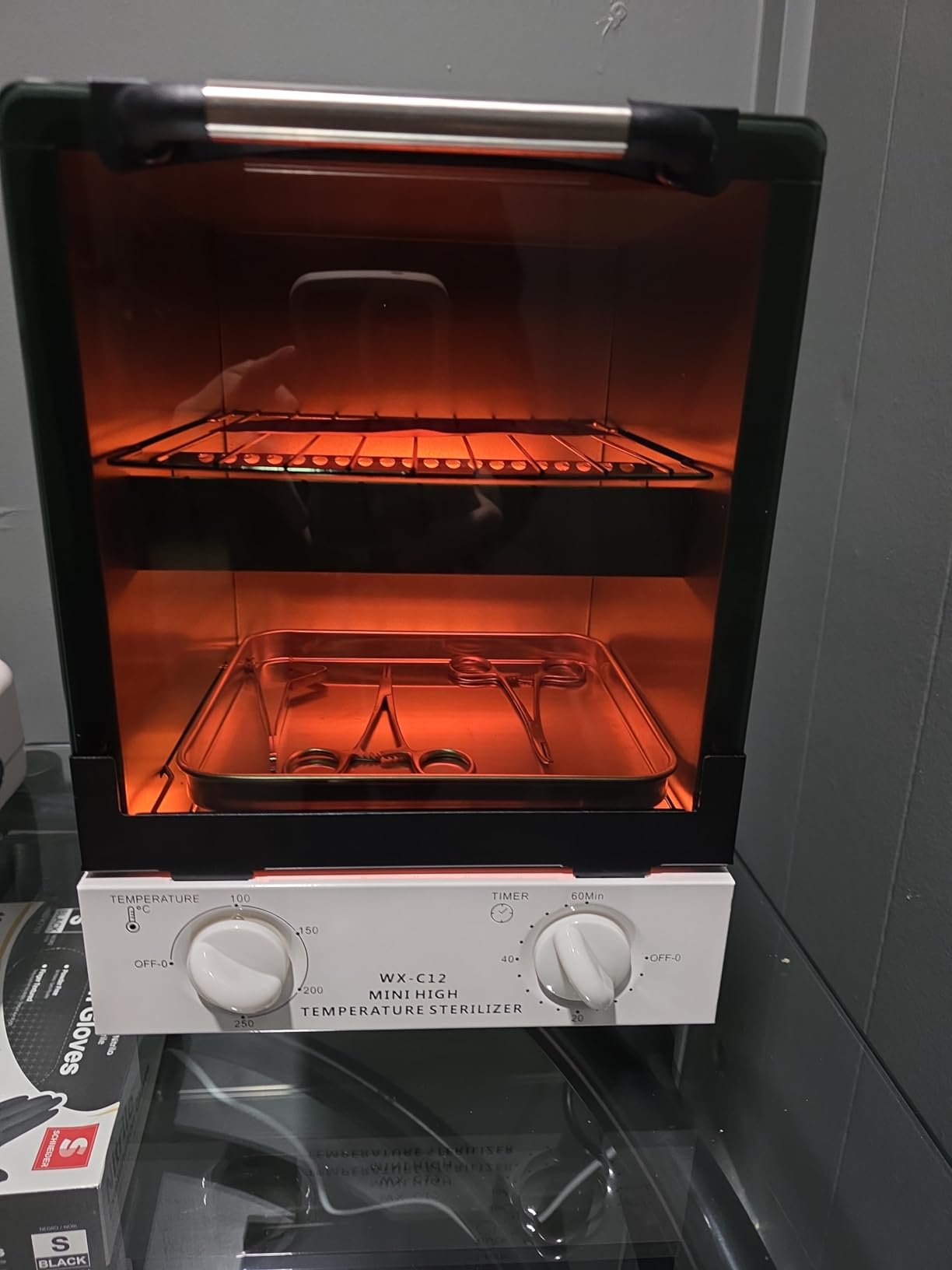 High Temperature Sterilizer, Large Capacity Dry Heat Stainless Steel Sterilizer with Temp and Timer Control, Max timing 60min, Max temperature 250℃, With Stainless Trays, 110V power customer photo 1