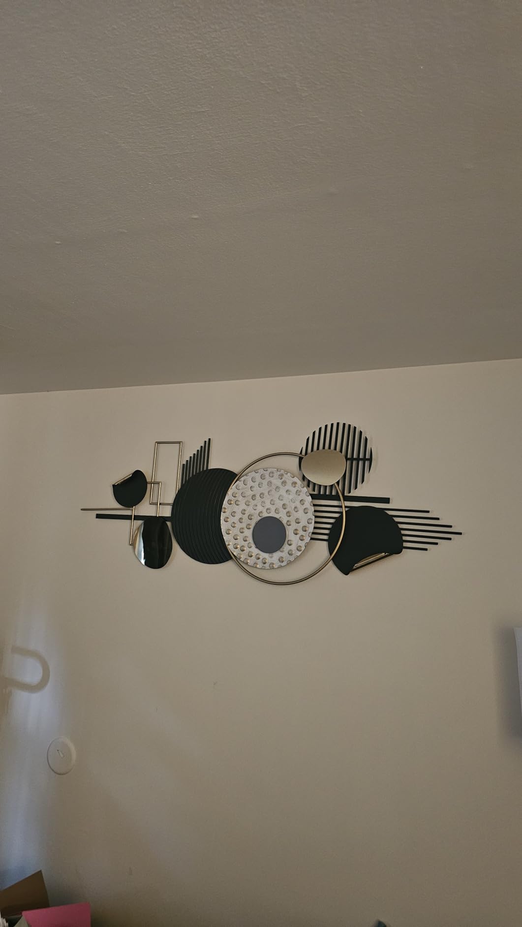 ERMOFAV Wall Decor,Modern Creative Metal Geometric Circular Decor Wall Art, 59x24 In Large 3D Textured Metal Wall Sculptures, Living Room Bedroom Den Aesthetic Wall Art Decor customer photo 1