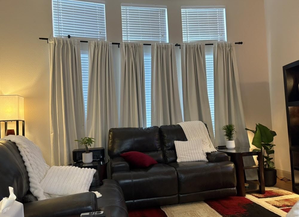 Flax Linen Curtains for Living Room 2 Panels Set, 8-3/4 ft Long Thick Burlap Look Decorative Blackout Curtains 105 inch Sound Drapes Noise Reducing Heavy Back Tab/Rod Pocket (W50 xL105) customer photo 1
