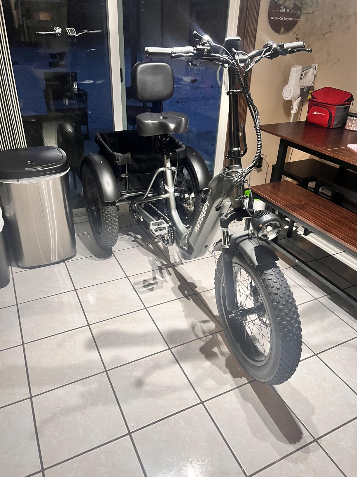 Dual Battery Electric Tricycle with 110-Mile High Range, 960W Peak Motor Pickup Class Trike, 500lb Load Capacity, 20'' Fat Tires and Large Basket for City and Mountain Trails, Husky Plus customer photo 1