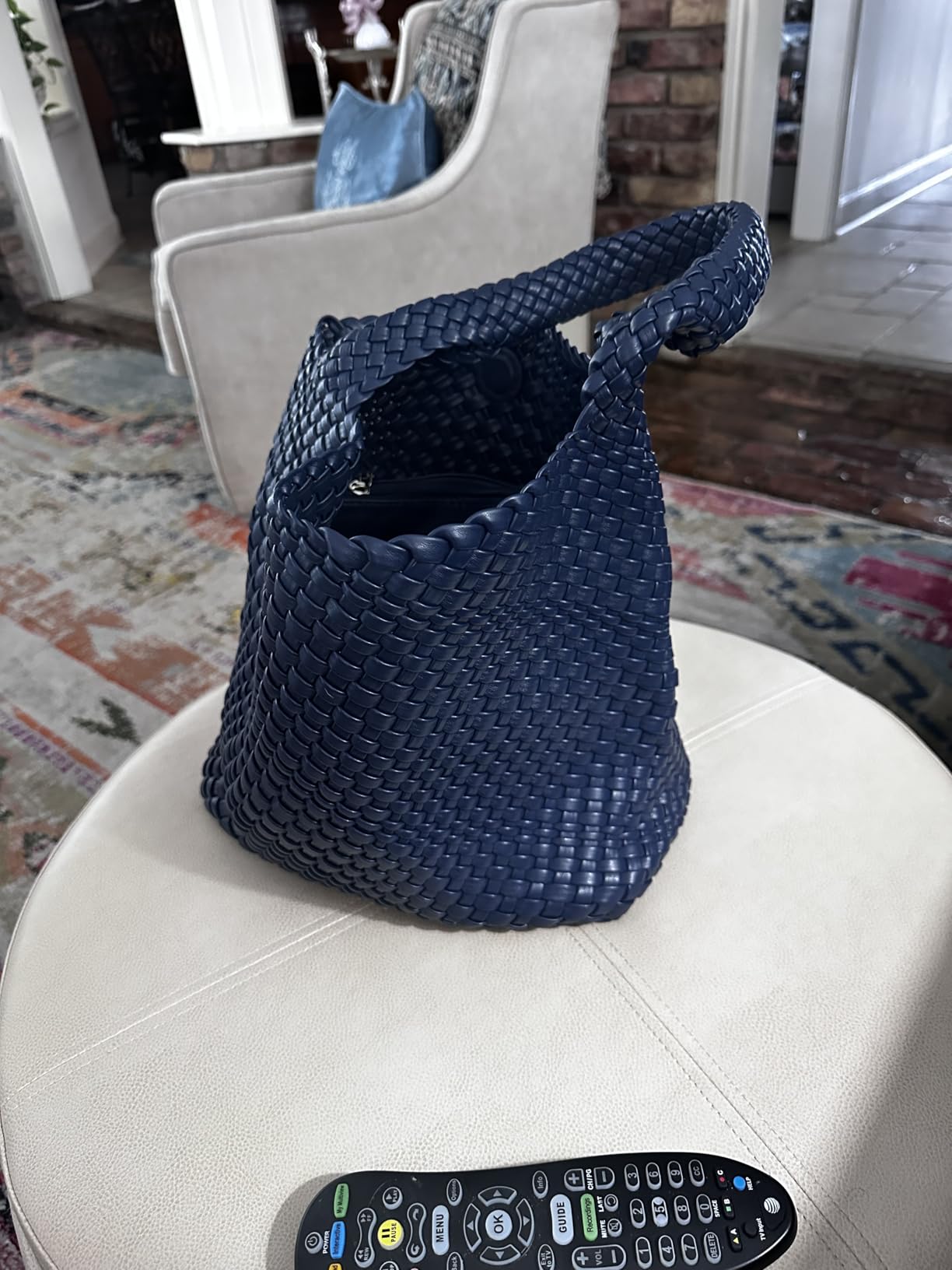 Woven Tote Bag for Women: Handmade Vegan Leather Purse for Vacation - Lightweight & Magnetic Closure for Daily Use customer photo 2