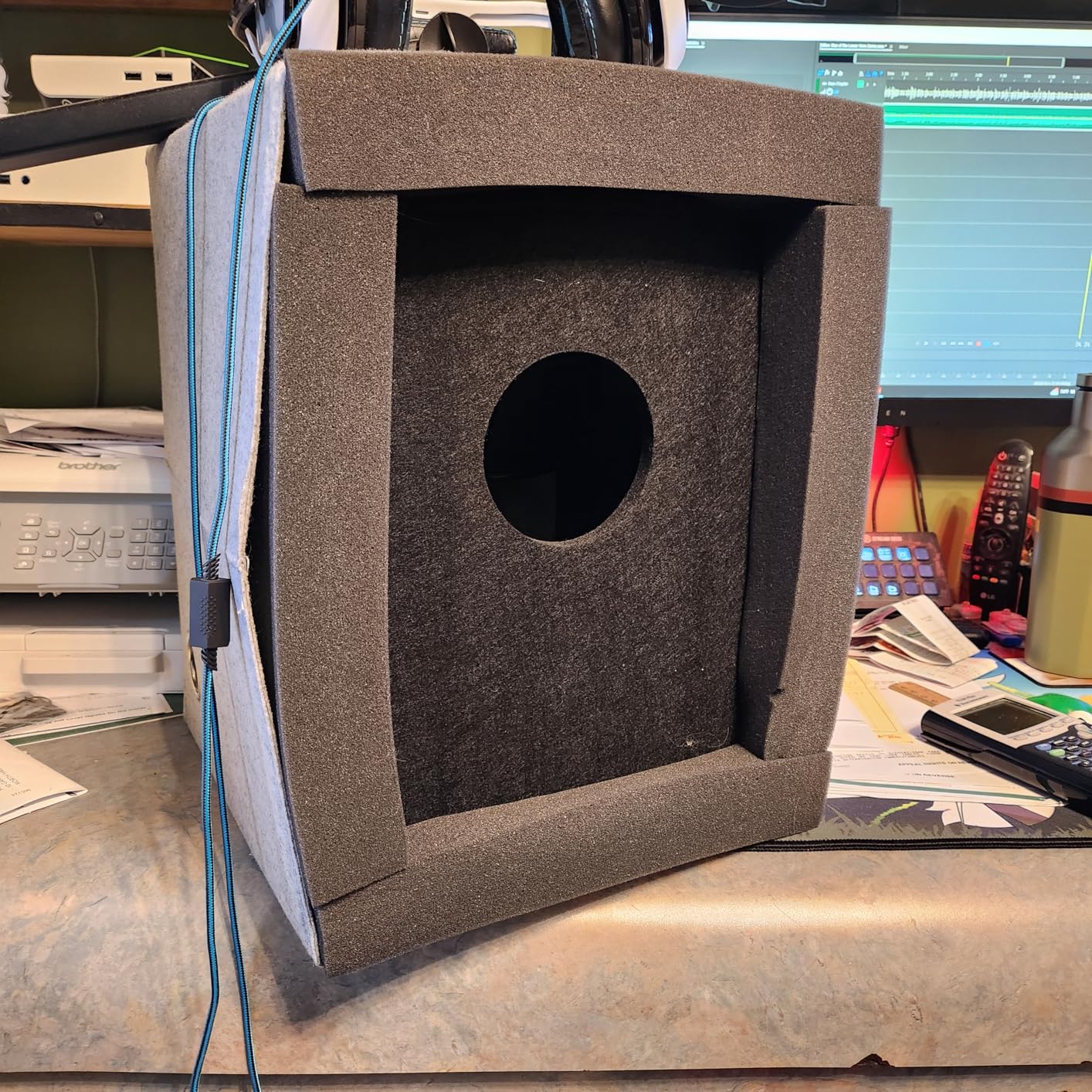 TroyStudio Enclosed Vocal Booth, Portable Microphone Isolation Shield, Foldable Reflection Filter with Acoustic Foam & Panels, Recording Sound Box Home Studio Equipment for Podcast Music Voice Over customer photo 1