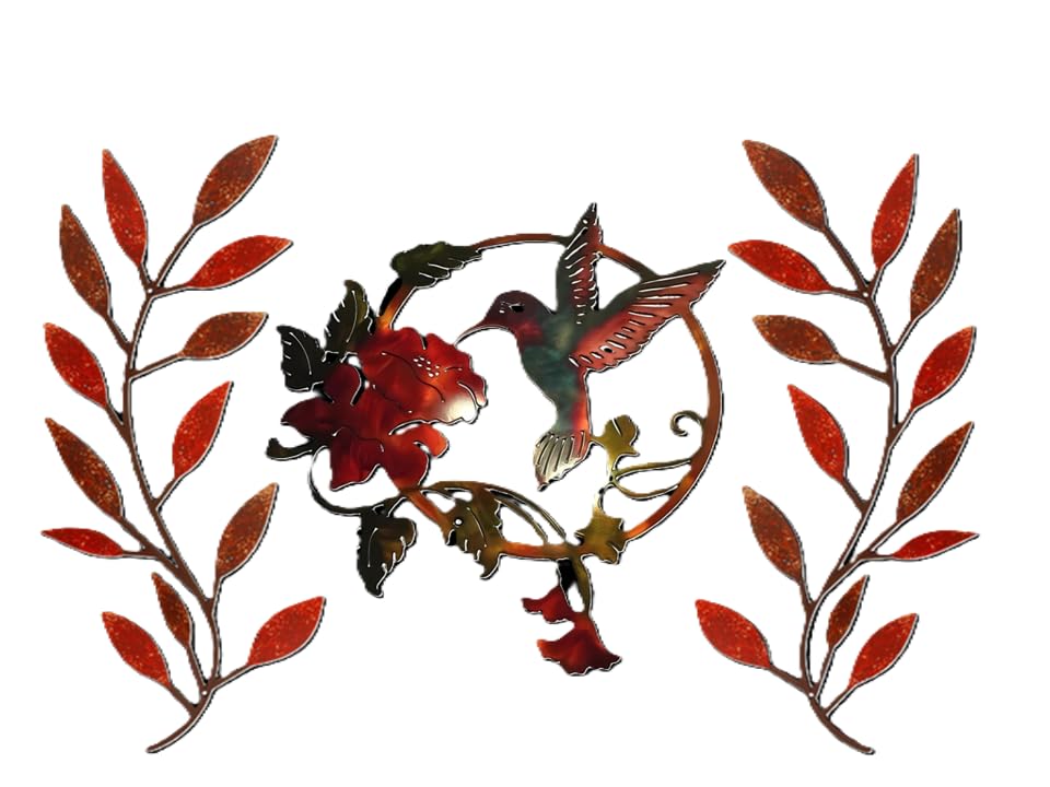 Zhengmy 2 Pieces Metal Tree Leaf Wall Decor Vine Olive Branch Leaf Wall Art Living Room, Hallway Wall Decor Outdoor Decoration(Vintage Brown) customer photo 2