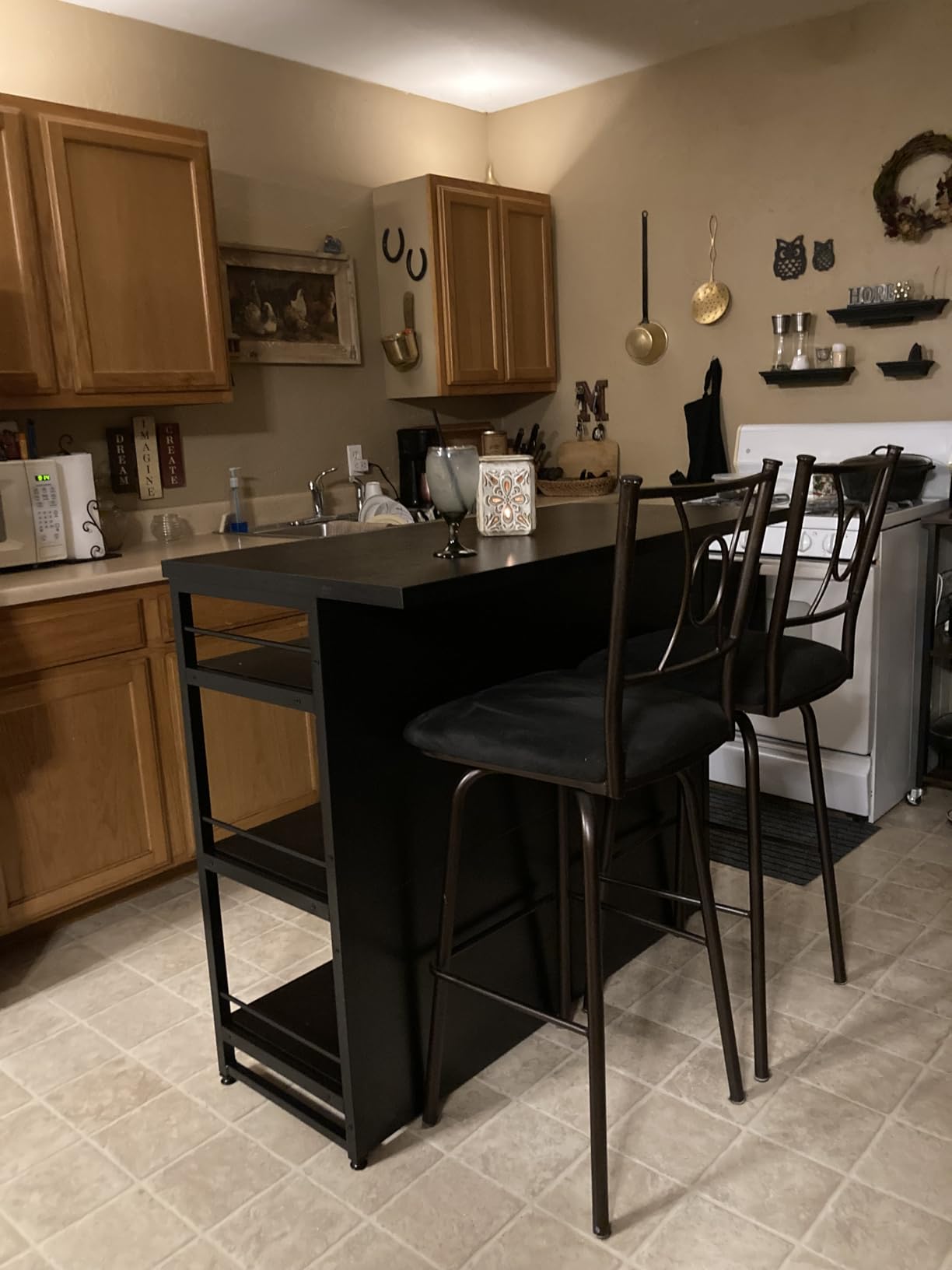 Giantex Home Bar Unit, 4 Tier Liquor Bar Table with Footrest, Wine Bottle Racks, Glass Holder, Industrial Corner Mini Coffee Bar Cabinet for Home Kitchen Pub (Black) customer photo 1