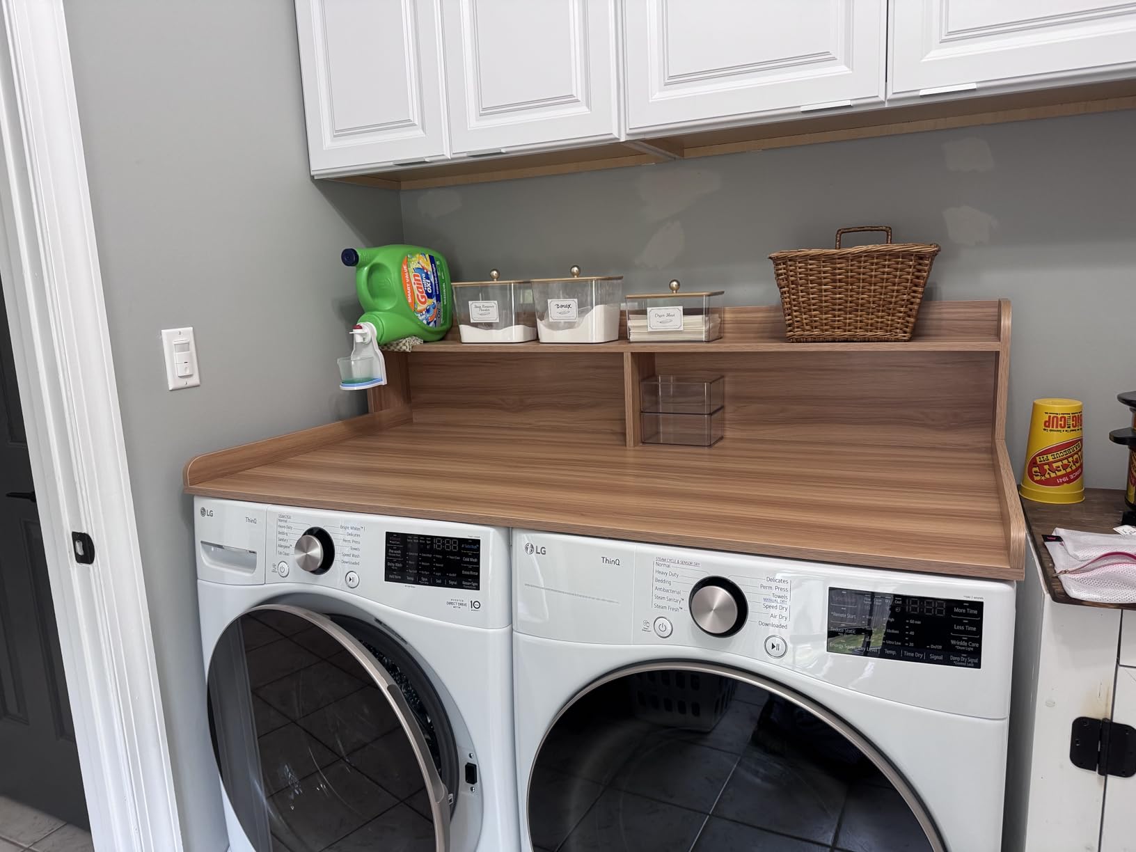 Royxen Laundry Countertop with Storage Universal Fit, Washer and Dryer Countertop with Shelf, Laundry Room Storage, 2-Tier Shelf (Black) customer photo 1