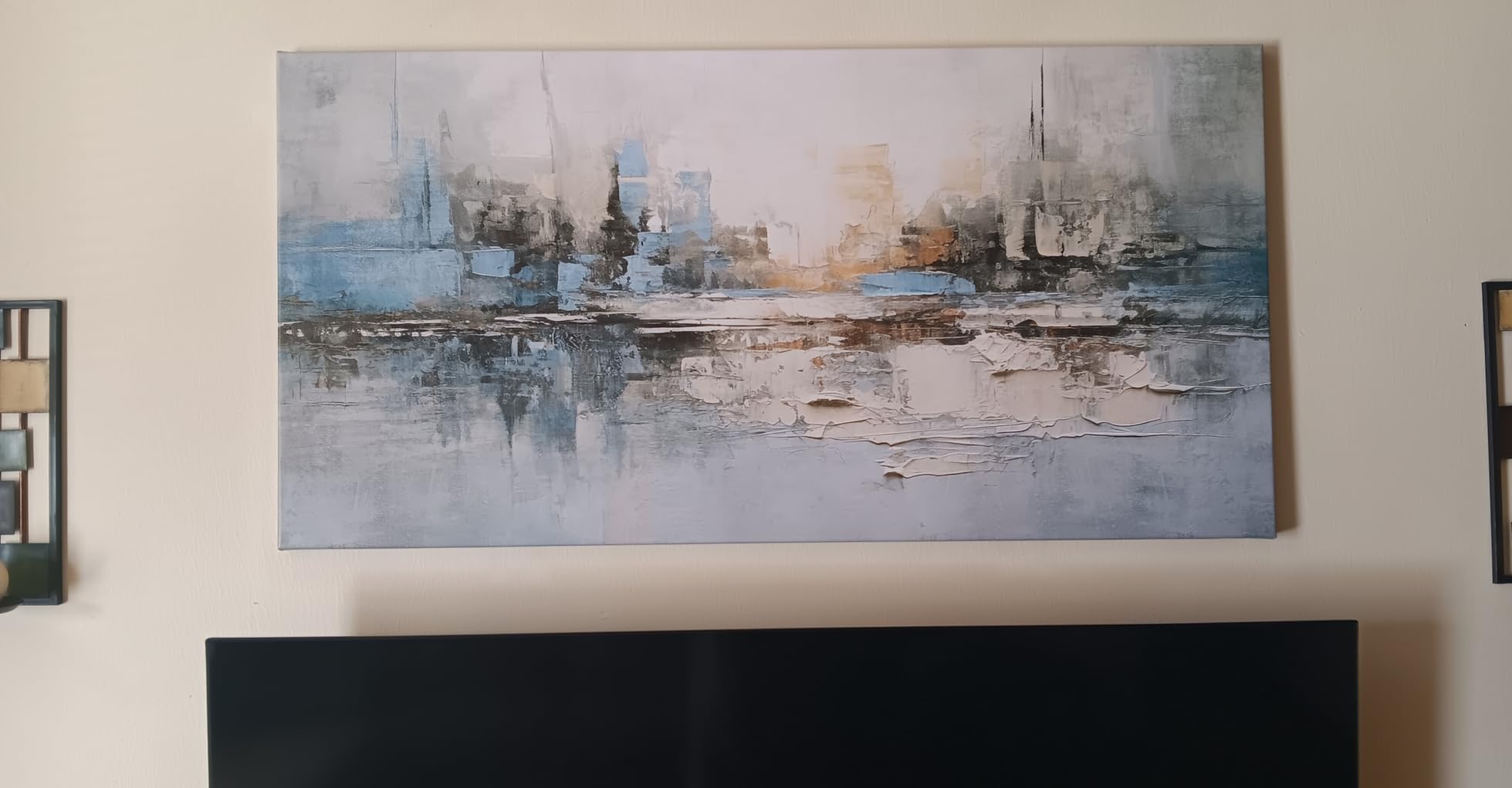 VHMING Abstract Wall Art Wall Decor Blue and Gray White Modern Canvas Wall Paintings Abstract Artwork for Living Room Bedroom Bathroom Office Home Decor Can Be Hung Directly 29