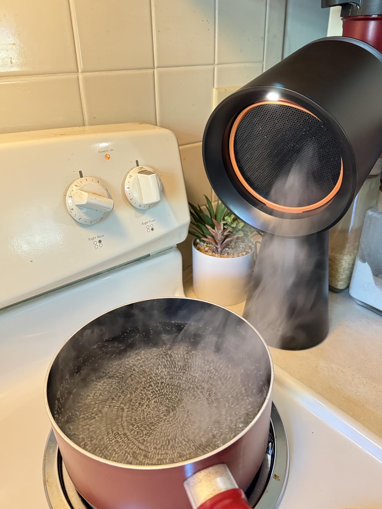TUCO Portable Range Hood, Countertop Kitchen Exhaust Fan with 3 Speeds, 5-Layer Filter, Powerful Smoke Removal, Low Noise, Oil Cup, Air Purifier for Apartments, Dorms & Indoor BBQ Smokeless - Grey customer photo 1
