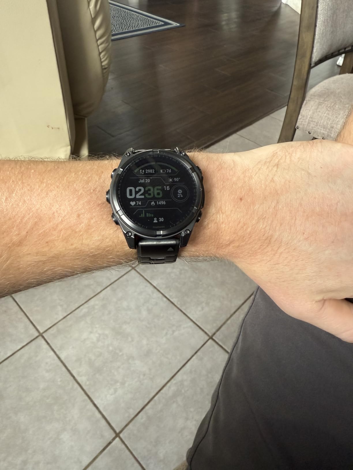 fēnix 8 - 47 mm, Solar, Sapphire, Premium Multisport GPS Smartwatch, Long-Lasting Battery Life, Dive-Rated, Built-in LED Flashlight, Carbon Gray DLC Titanium Bezel Black/Pebble Gray Silicone Band customer photo 2