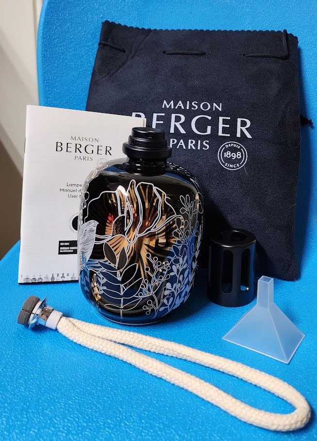 Porcelain Fragrance Lamp - Model Black Vegetale - Home Diffuser & Air Purifier 6.3 x 3.6 x 3.6 inches - French-Made Since 1898 - Gift Set w/Cotton Wick, Snuffer, Funnel - No Oil Included customer photo 2