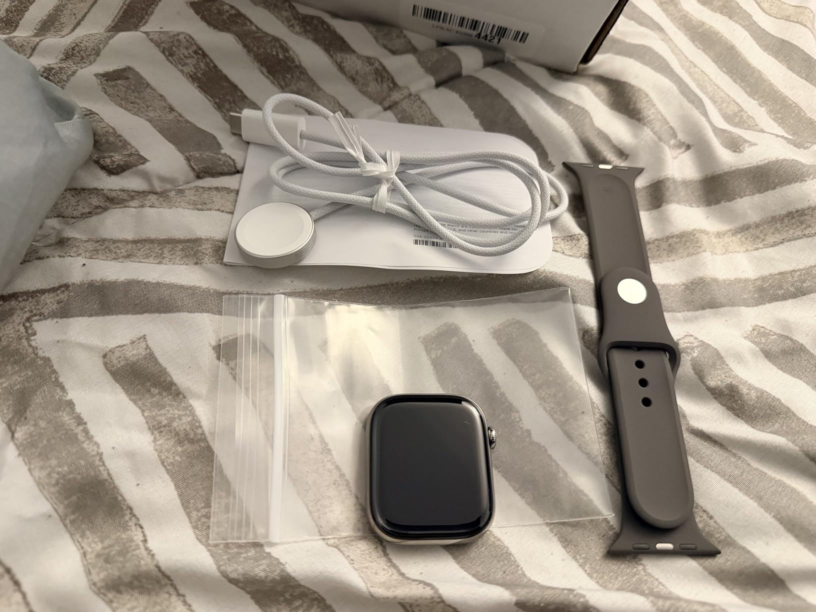 Apple Watch Series 10 [GPS + Cellular 46mm case] Smartwatch with Natural Titanium Case with Stone Grey Sport Band - M/L. Fitness Tracker, ECG App, Always-On Retina Display, Water Resistant customer photo 1