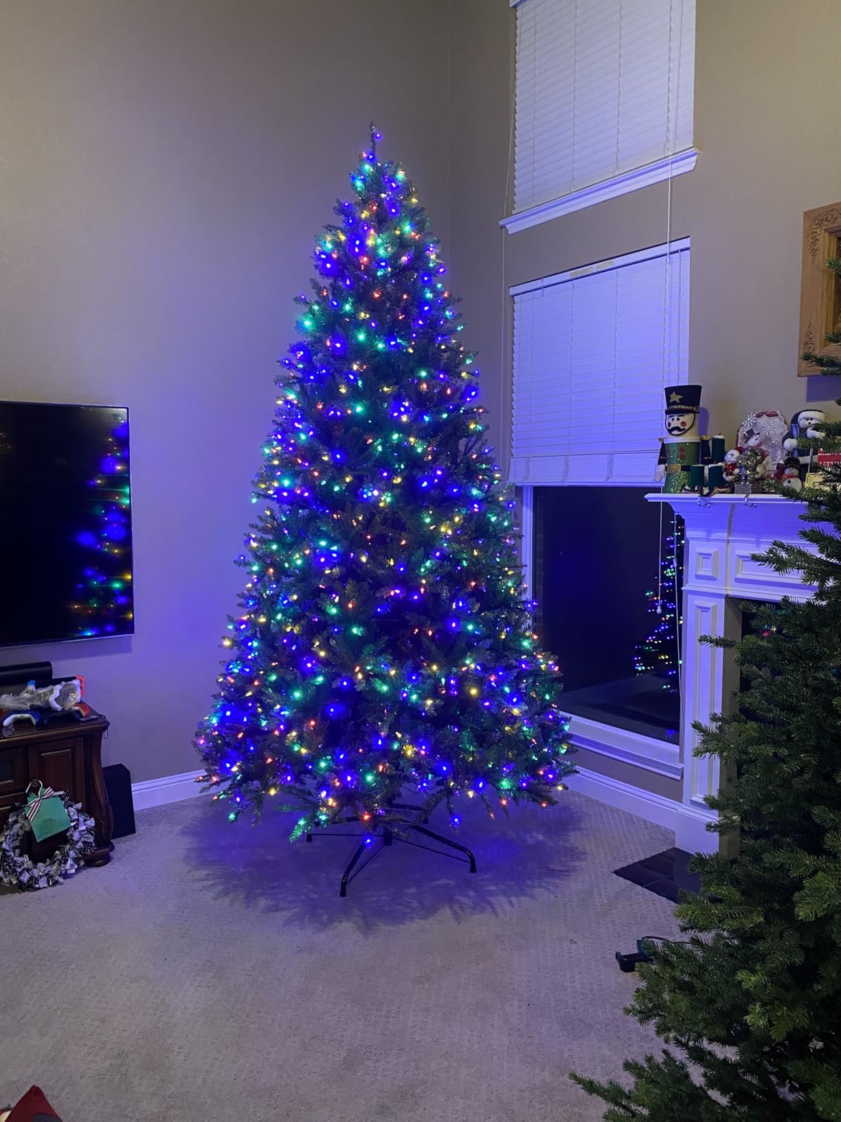 Christmas Tree 9 ft Pre-Lit White and Multi-Color Premium LED Lights - Artificial Full Christmas Tree Includes Stand, Remote, and Free Bag customer photo 2