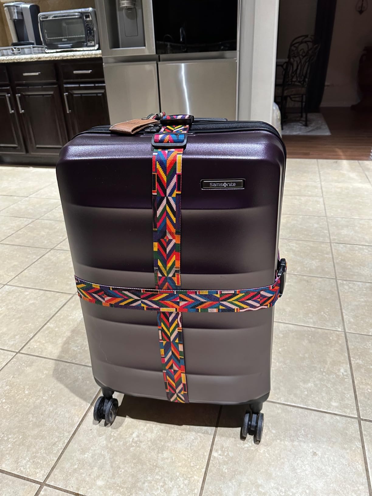 Samsonite Octiv Hardside Expandable Luggage with Spinner Wheels, Blue Denim, Checked Medium Spinner customer photo 2