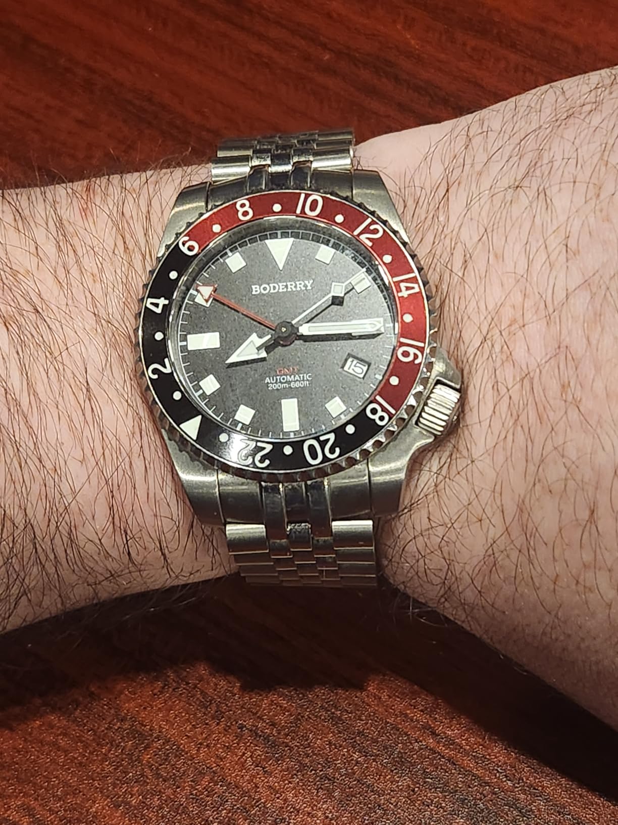 Men's Watch Titanium Automatic 200M Waterproof Diver Watch with GMT Automatic Movement and Titanium Bracelet-Admiral customer photo 1