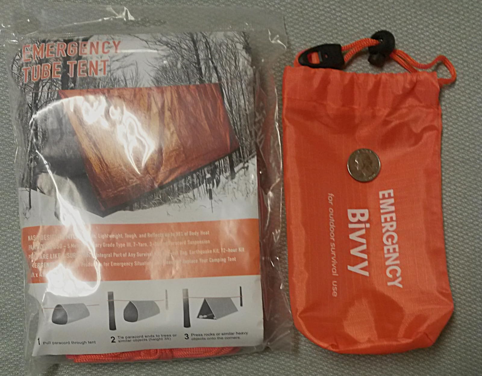 Emergency 2-Person Orange & Gray Survival Tent with Whistle & Paracord, Storm & Tornado Shelter, Tactical for Camping & Survival Kit customer photo 2