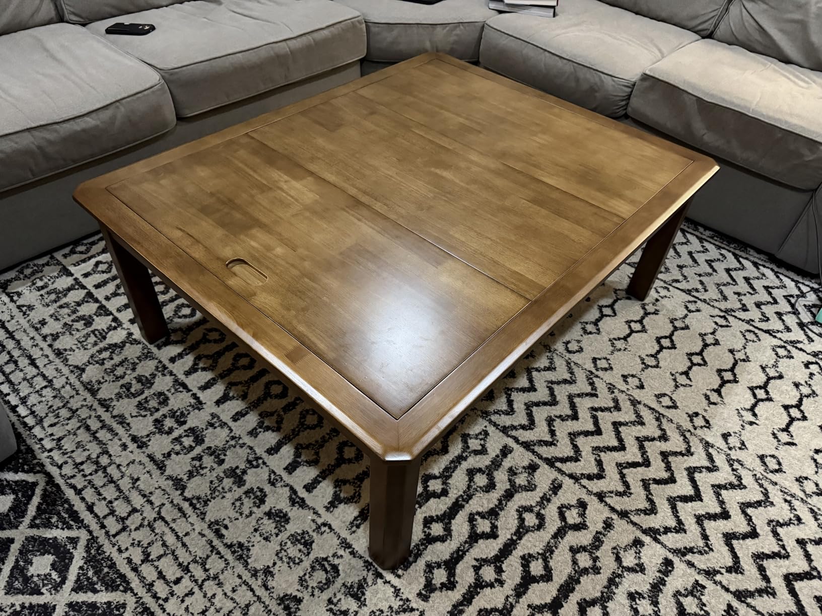 Board Game Coffee Table with Removable Table Top, Seats 4 Players with 3ft-7in x 2ft-9in Play Area, Includes Play Mat and Detachable Cup Holders, Minimal Assembly Required customer photo 2