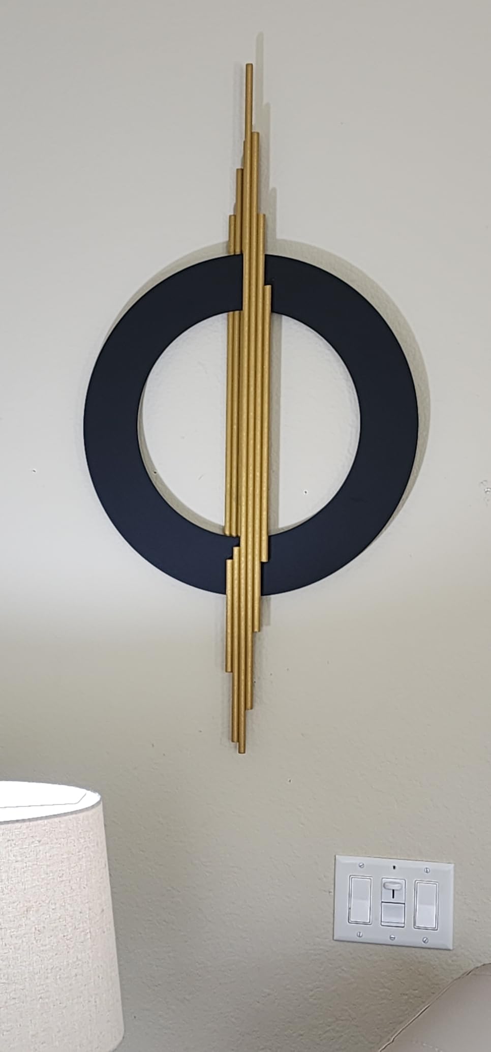 Geometa 3D Large Black and Gold Metal Wall Art, Living Room Wall Decor, Geometric Wall Art, 39 x 19 inches customer photo 1