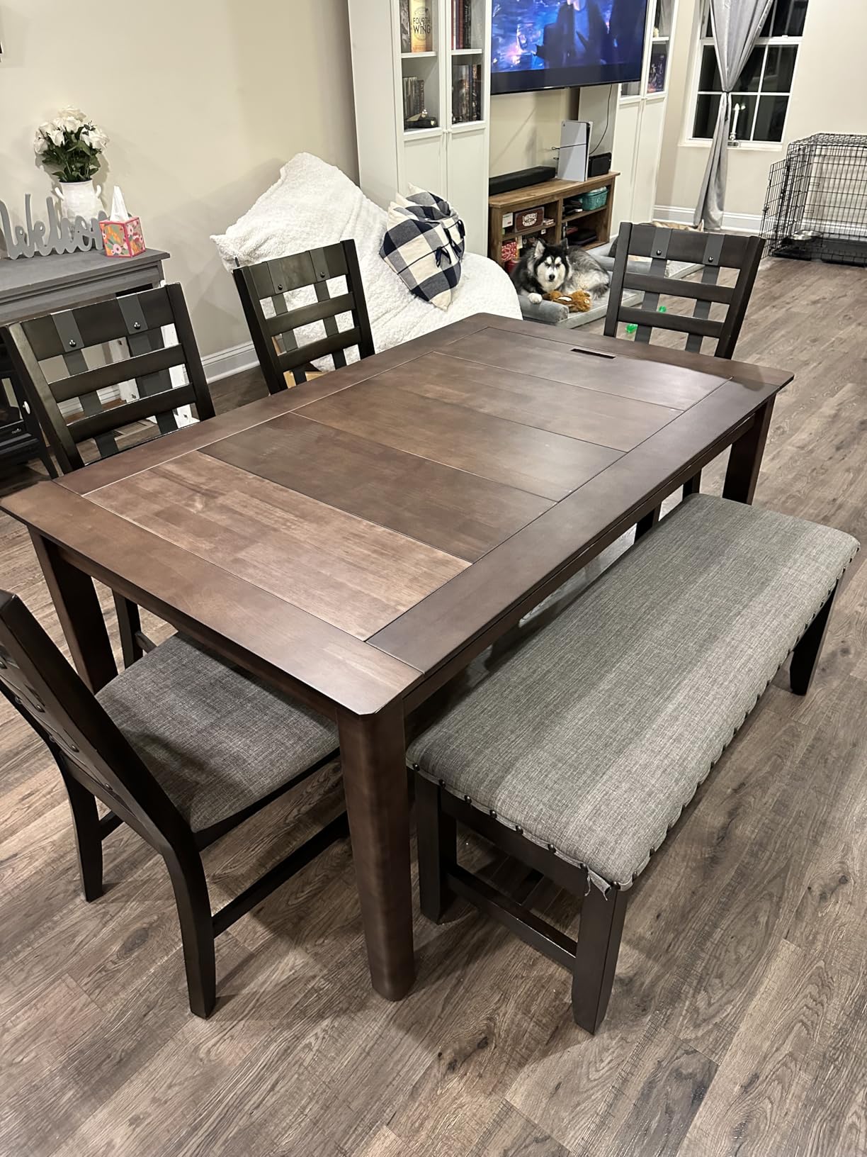 Coperat Solid Wood Board Game Table for 4-6 Players, Dining/Gaming Table w/ 54