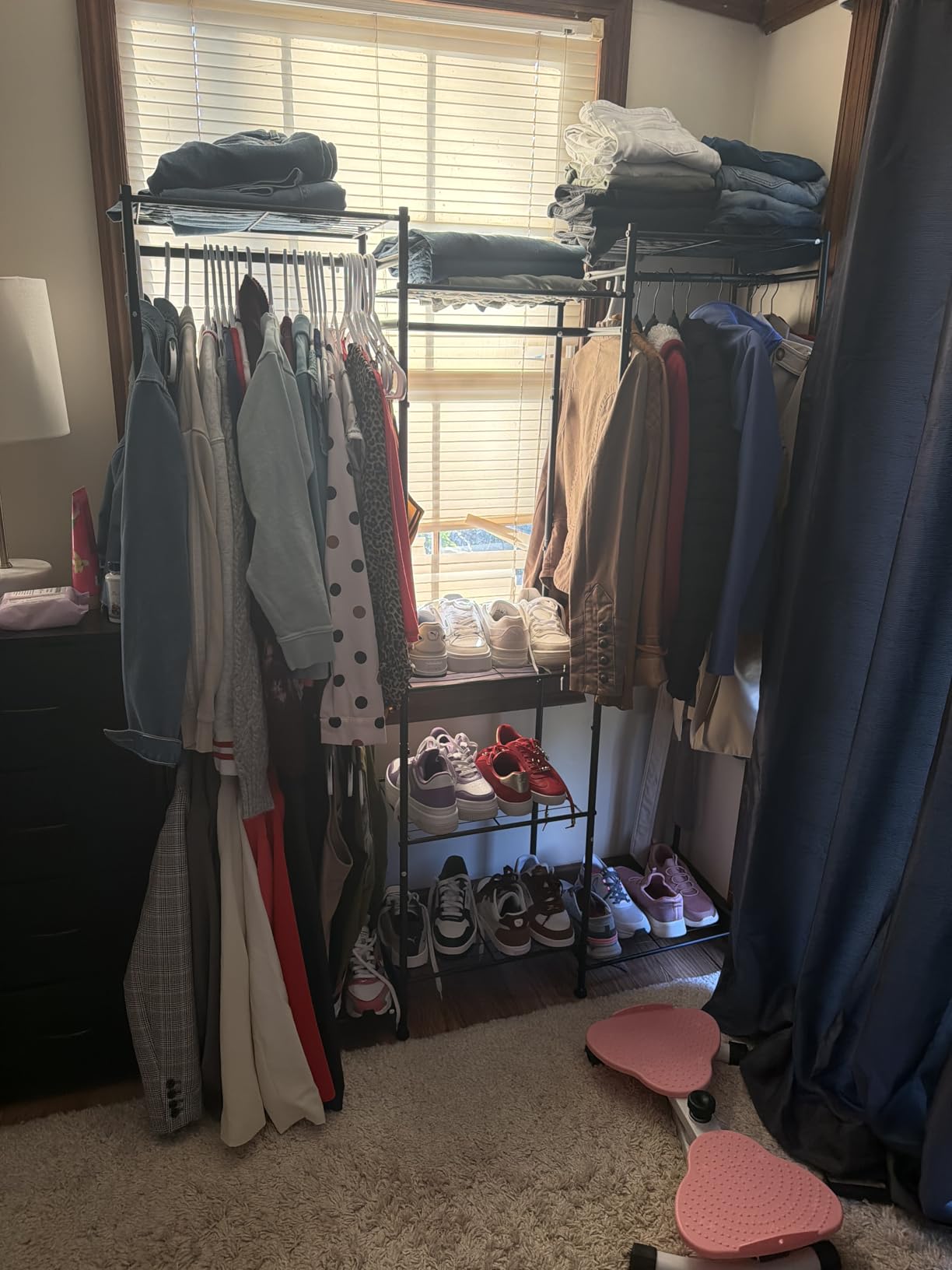 HOMIDEC Wardrobe Closet, 4 Hanging Spaces Portable Clothes Rack, Free Standing Closet Organizer and Storage System with Hanging Rods, Clothing Rack Suitable for Cloakroom, Bedroom, Entrances, etc. Black customer photo 2