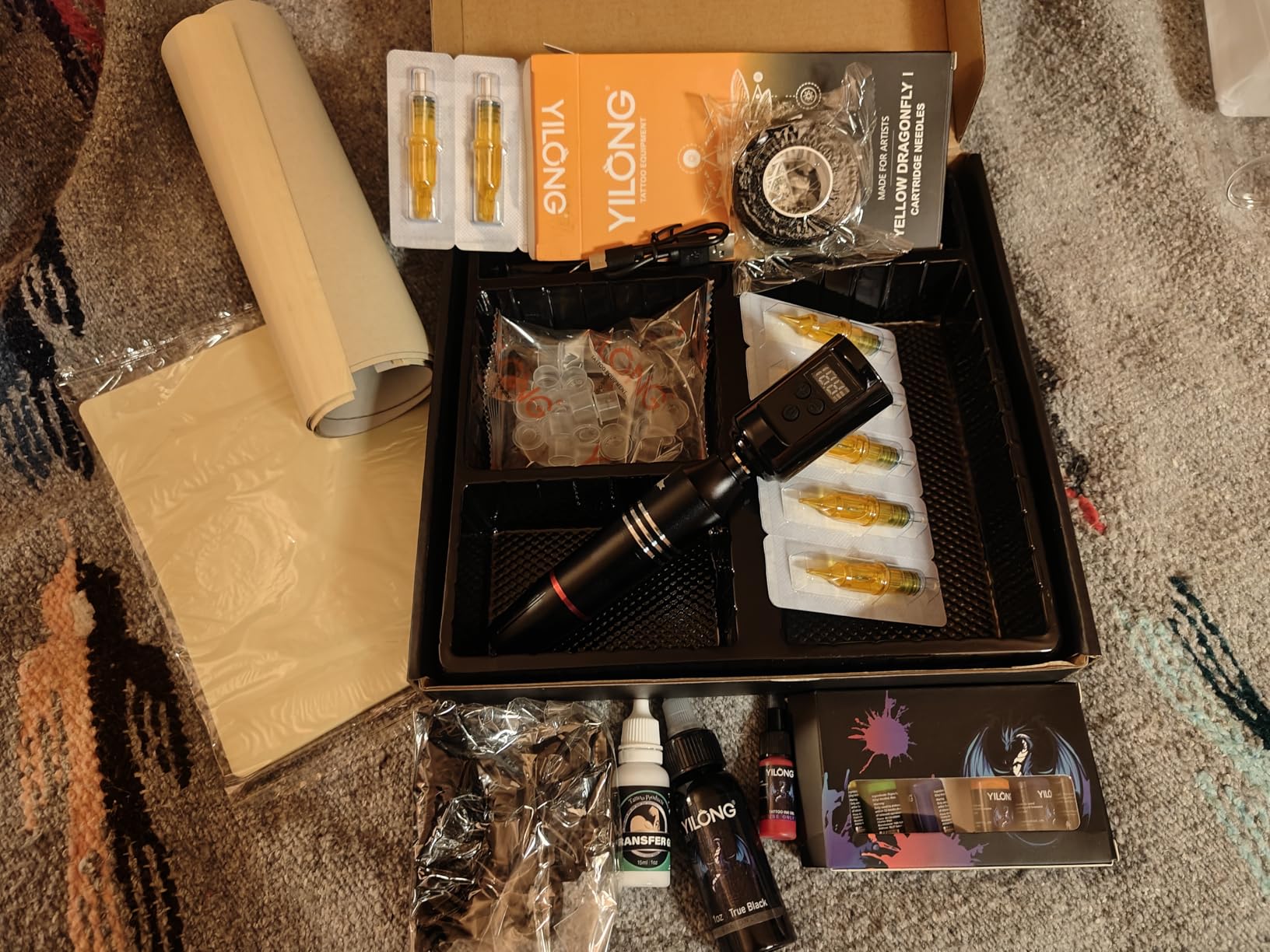 Wireless Tattoo Kit for Beginners - Tattoo Machine with 1200 mAh Capacity Power Supply, Tattoo Pen Kit with 10Pcs Tattoo Cartridge Needles Transfer Papers and 2mm Tatoo Practice Skin customer photo 2
