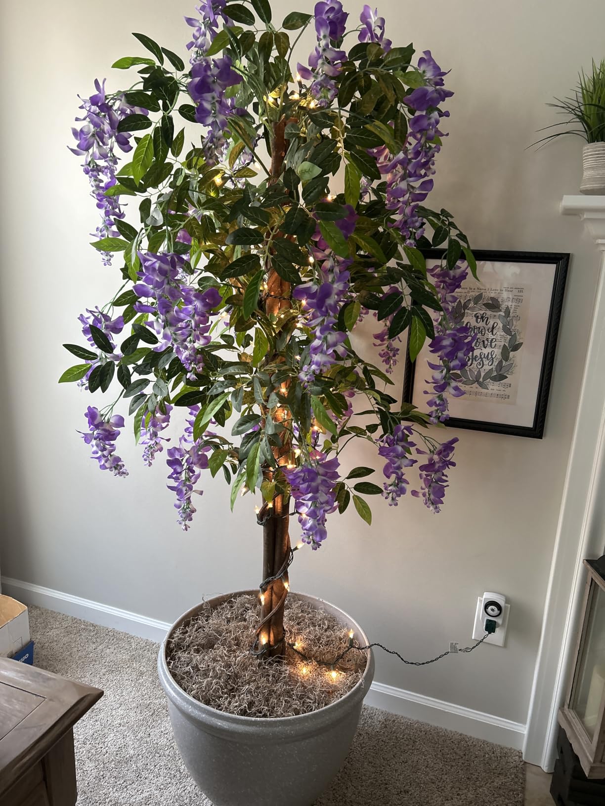 2 Pack 5ft Artificial Wisteria Tree Tall Fake Tree with Cement Base Pot Faux Floor Plant Decoration for Indoor Outdoor Home Office Housewarming Gift customer photo 1
