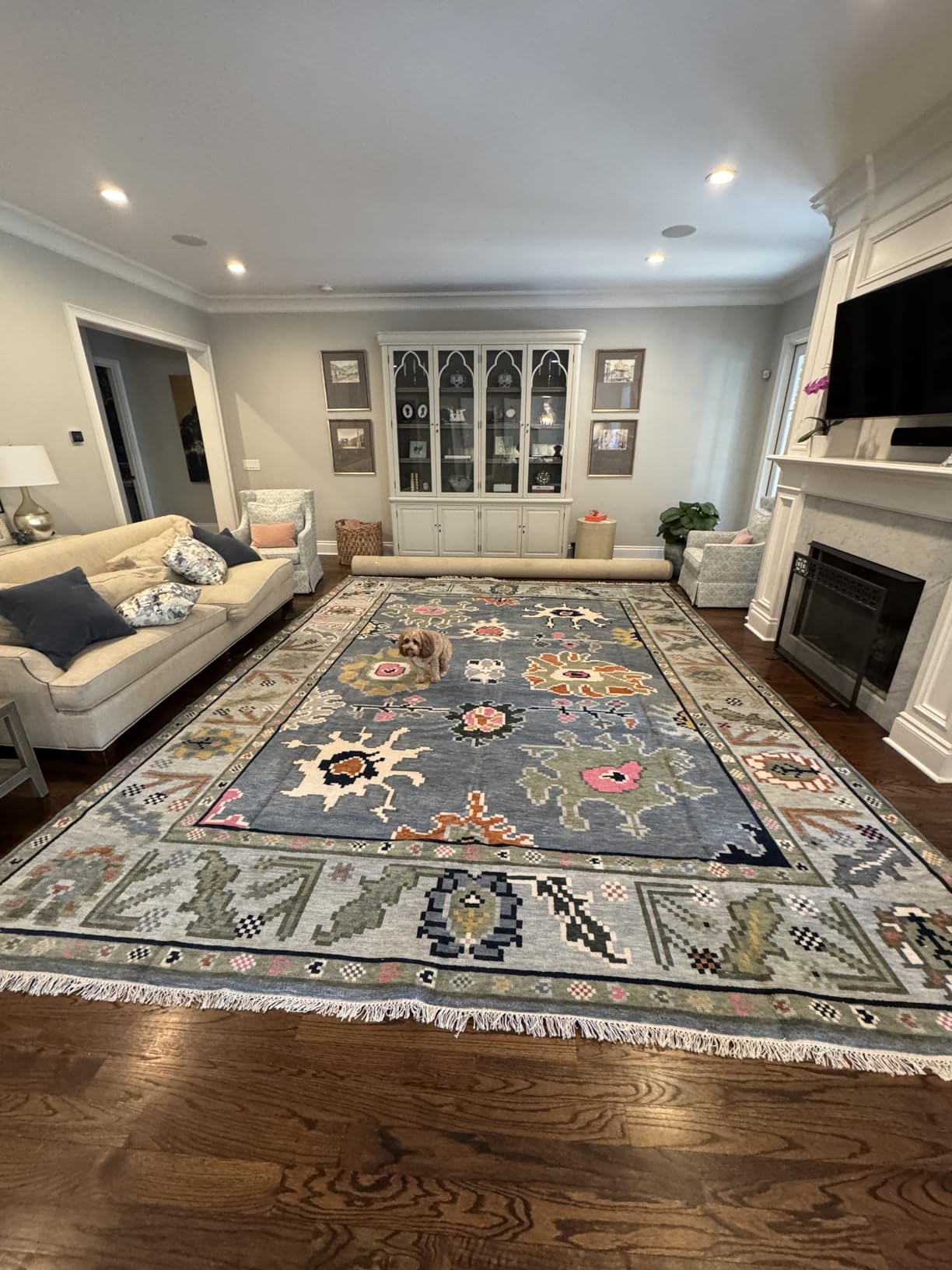 Area Rug Hand Knotted Oushak Rug - 8x10 feet, Green, Traditional Wool customer photo 1