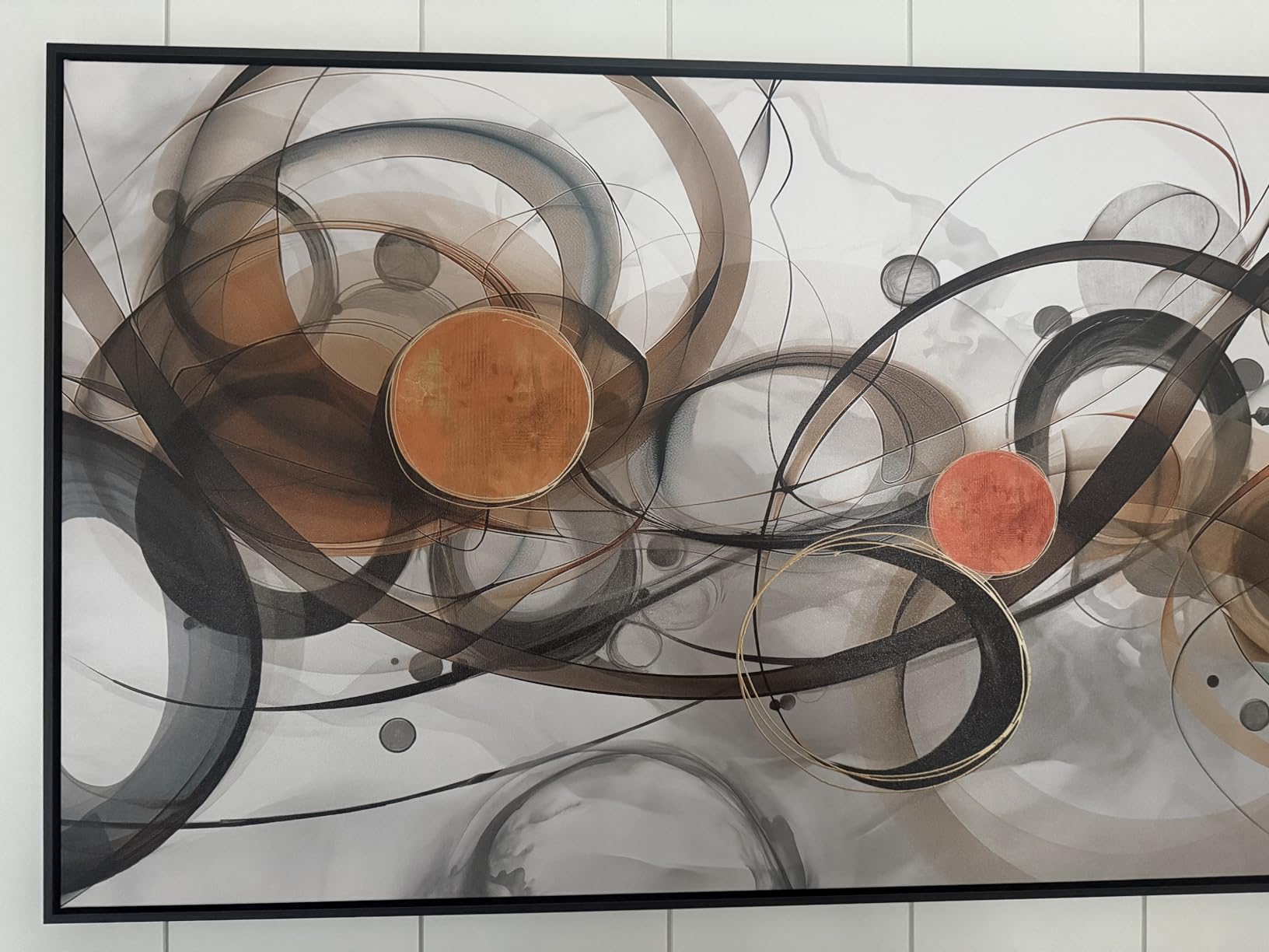 XLSJERST Wall Art for Living Room - Extra Large 70x31 Inches Orange Abstract Canvas Wall Decor Modern Black Frame Painting Oversize Artwork customer photo 1