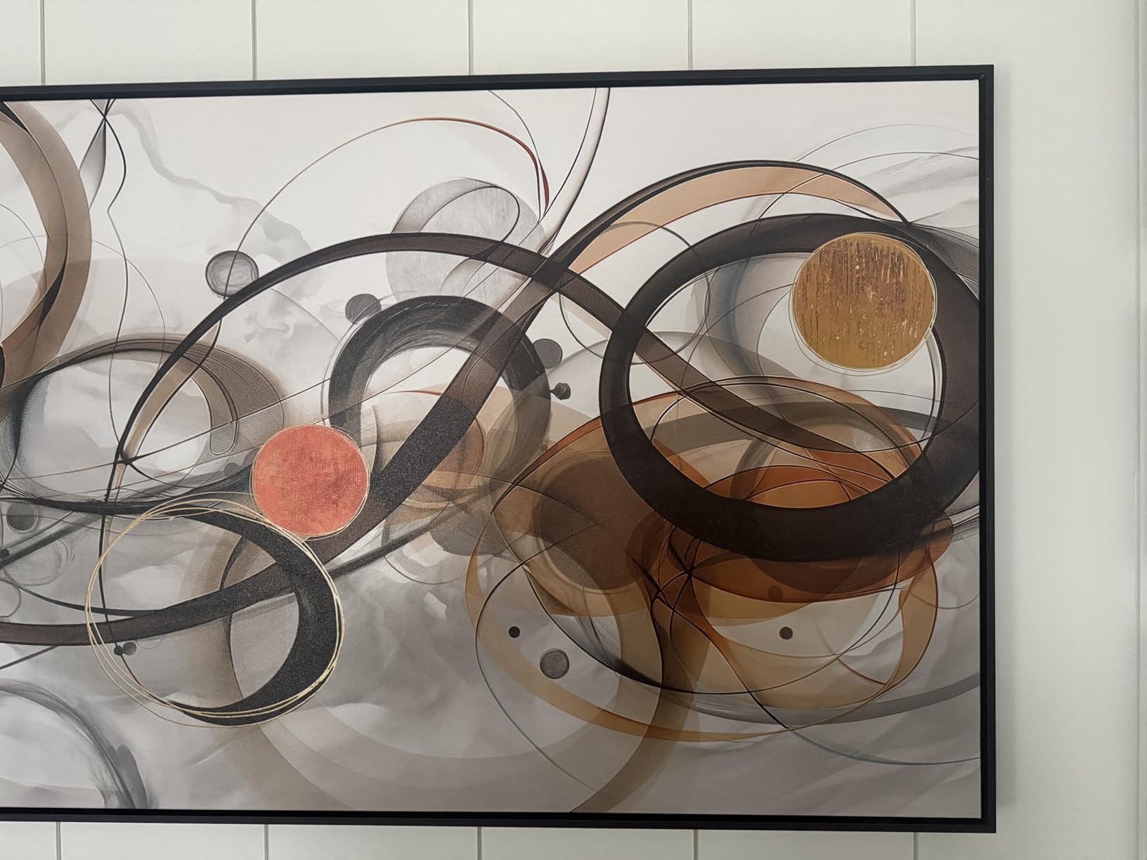 XLSJERST Wall Art for Living Room - Extra Large 70x31 Inches Orange Abstract Canvas Wall Decor Modern Black Frame Painting Oversize Artwork customer photo 2