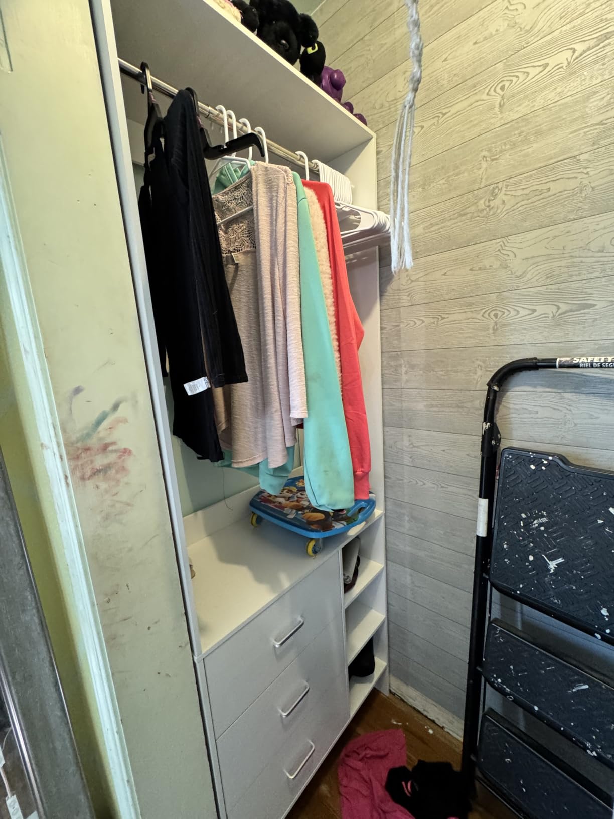 Aheaplus 2.5FT Closet System with 3 Drawers, 29.5'' Closet Organizer, Wood Closet Organizer System, Walk-in Closet or Small Closets Wardrobe, Clothes Rack with Hanging Rods, -E6, White customer photo 2