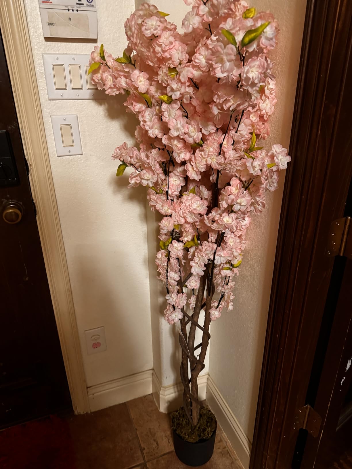 Goplus 5FT Artificial Cherry Blossom Tree, 2 Pack Pink Fake Flower Tree, Faux Floral Plant Blooming Tree in Nursery Pot, Tall Potted Artificial Tree for Indoor Home Office Porch Decoration customer photo 2