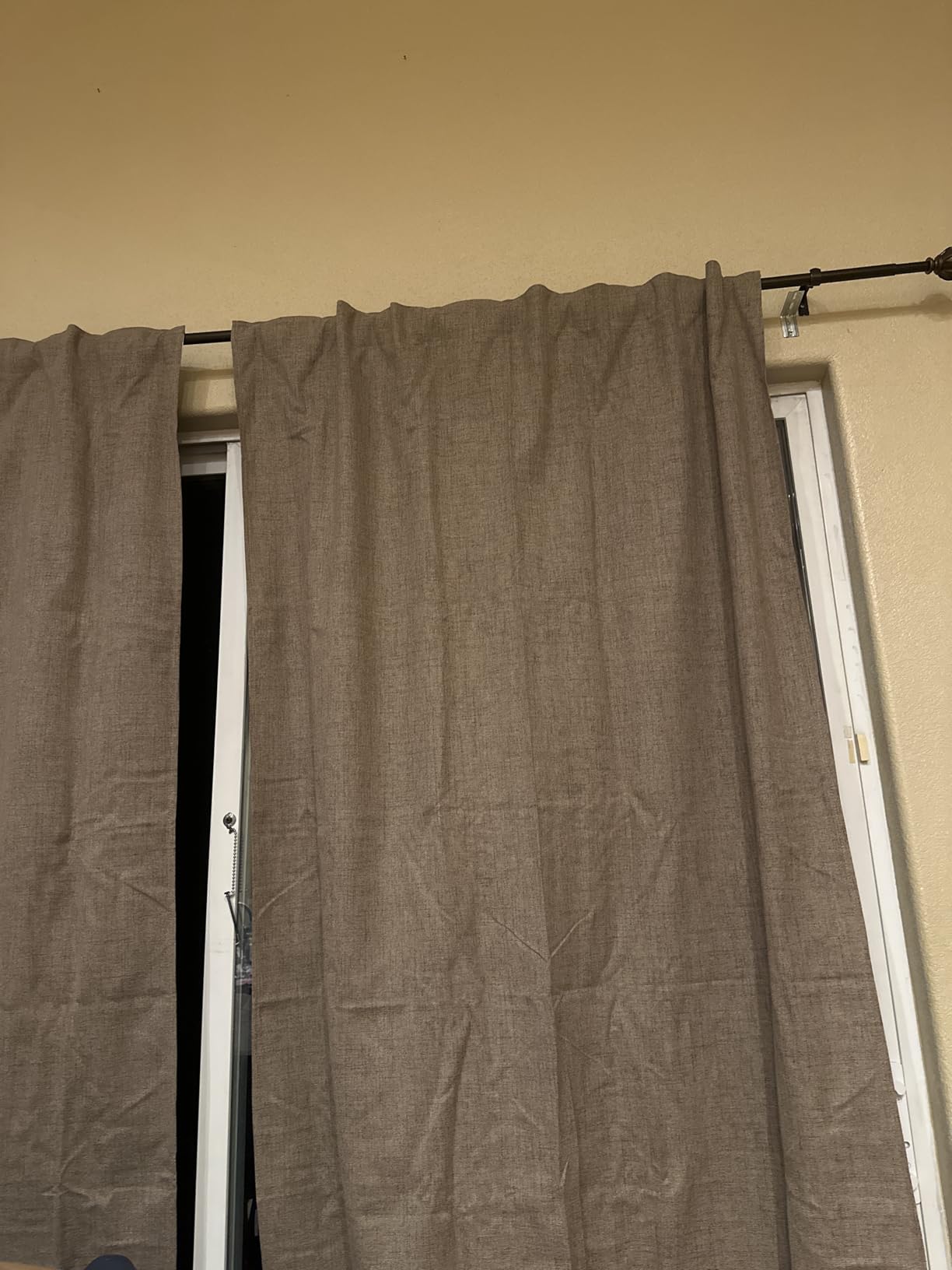 144 Inch Blackout Curtains 2 Panels Linen Textured 2 Story Extra Long Noise Reducing Curtains for Large Window Back Tab Pleated Look Rod Pocket with Hooks 50W x 144L, 12 Ft Length Natural Birch/Ivory customer photo 2