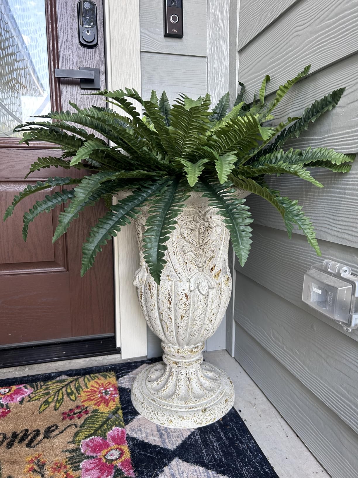 VISIBLE Vintage European Giant Garden Urn Planter, Decorative Cement and Fiber Flower Pot, Make Rust Finished, Wrap Foam Safely Delivered from Local Warehouse (Vintage, Large) customer photo 2
