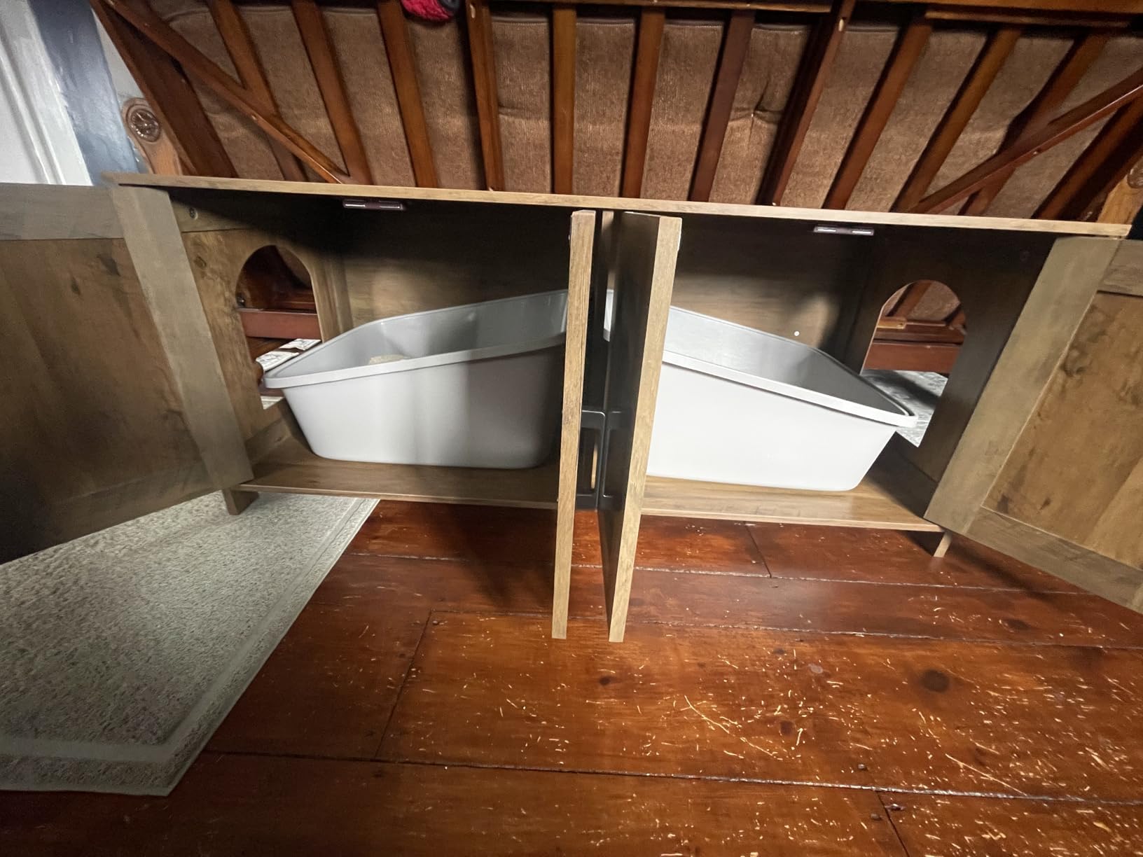 Homhedy Cat Litter Box Enclosure,Litter Box Furniture Hidden with Barn Door,Wooden Cat Washroom Furniture,Fit Most of Litter Box, Green, CL50L customer photo 2