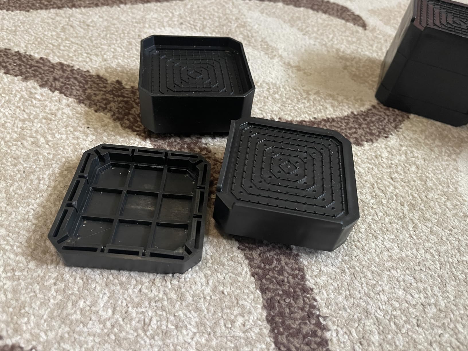 Bed Risers and Furniture Risers, Heavy Duty Adjustable Lifting Blocks for Couches, Desks, and Chairs, Elevates 1.5 or 3 Inches, Holds up to 4000 lbs (Brown) customer photo 2