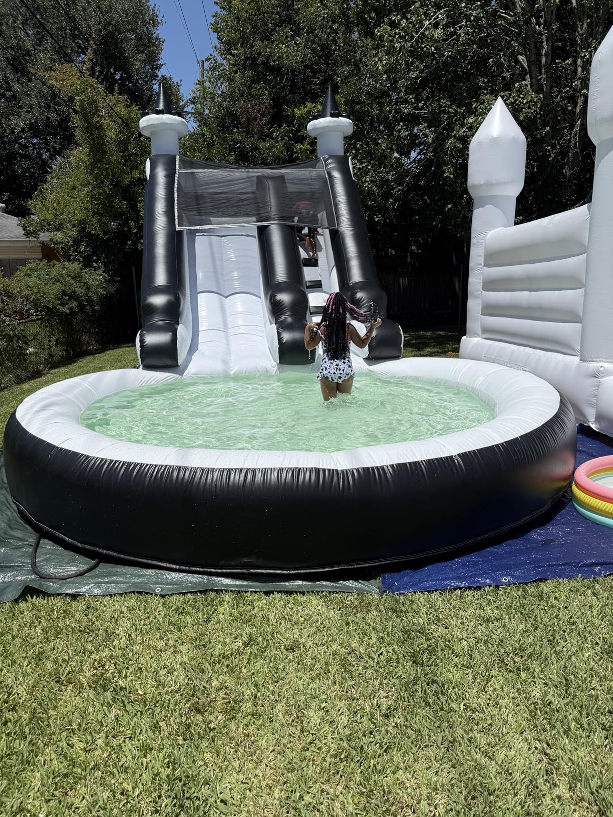 26FT(L) Commercial Water Slide for Adults Kids 【Double Water Slides&Giant Splash Pool】 100% PVC Inflatable Adult Water Slide with 1100W Blower, 15oz Heavy Duty Vinyl for Backyard Outdoor, 26x12x14ft customer photo 1