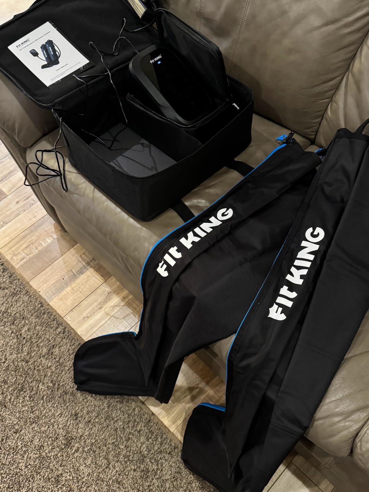 FIT KING Upgraded Full Leg Compression Massager Boots, Professional Air Compression Recovery System for Circulation & Fast Athlete Recovery, Cordless Rechargeable customer photo 2