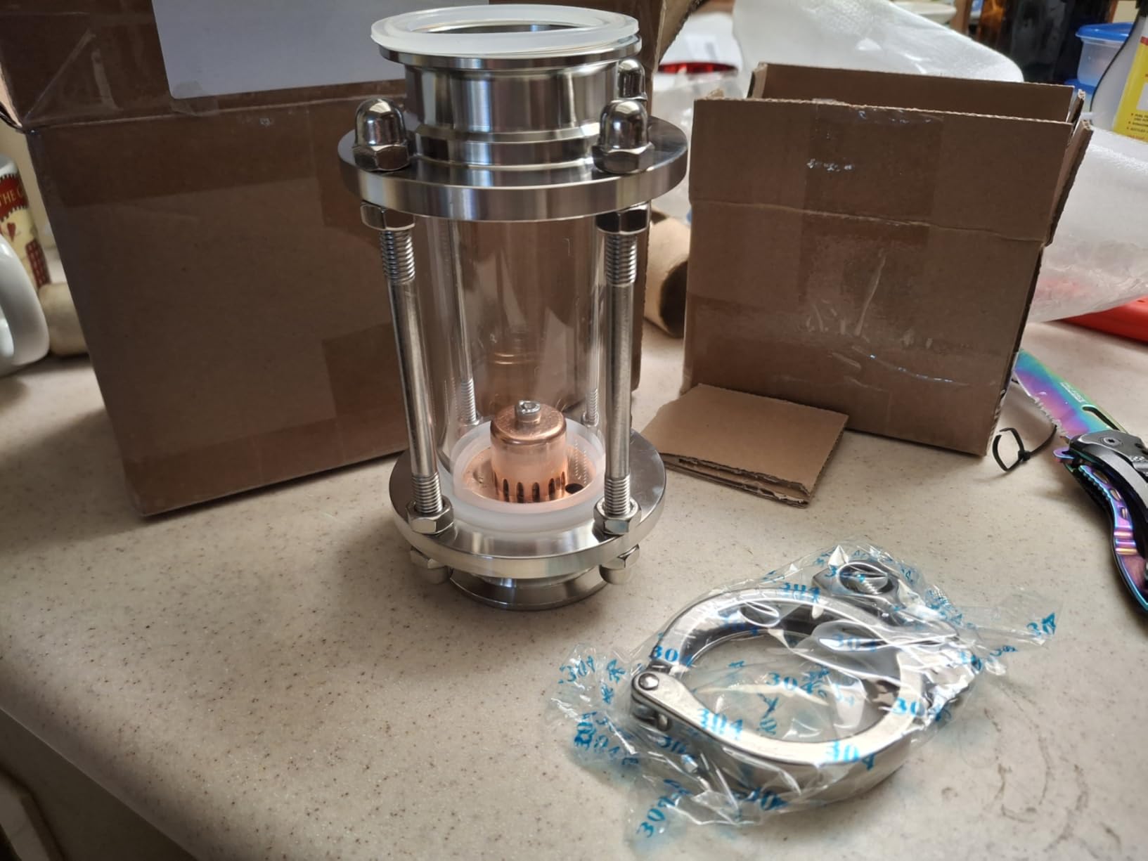 2 inch Glass Reflux Column Section with Copper Bubble Plate customer photo 1