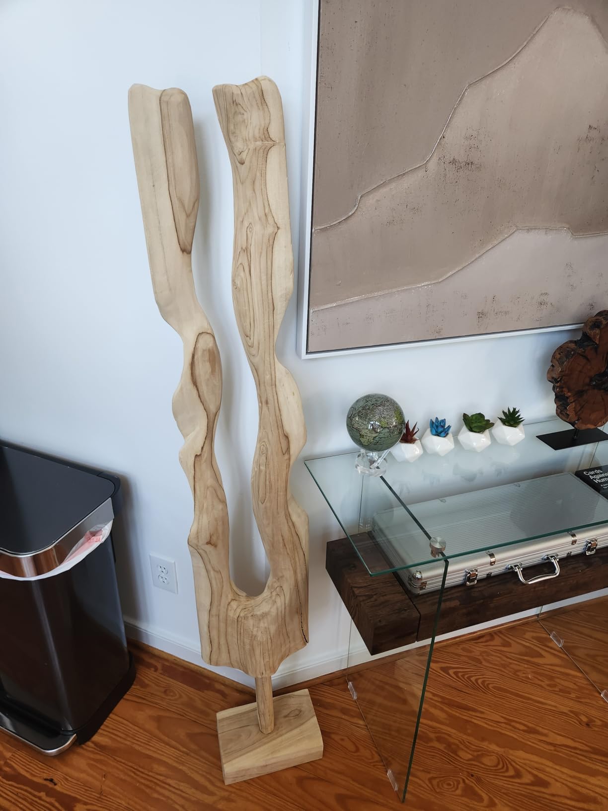 Deco 79 Teak Wood Abstract Handmade Decorative Sculpture Live Edge Floor Home Decor Statue, Accent Figurine 12