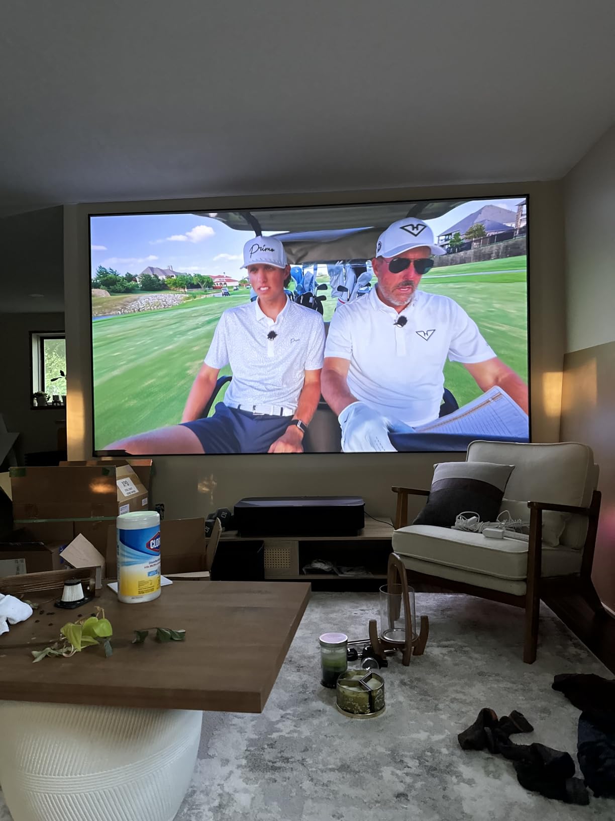 NothingProjector ALR Screen for Ultra Short Throw Projector, 95% Ambient Ceiling Light Rejecting, 150 inch, 4K/8K UHD, Active 3D, Fixed Frame 16:9, Wall Mount Anti Daylight UST, Black Series NothPJ customer photo 1