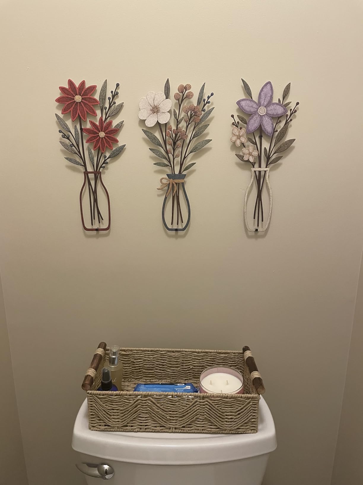CarryWise 3 Piece Metal Flower Wall Art for Bedroom Living Room Rustic Farmhouse Floral Wall Decor for Bathroom Dining Room Boho Home Decorations Modern Minimalism Walls Hanging Sculptures customer photo 1