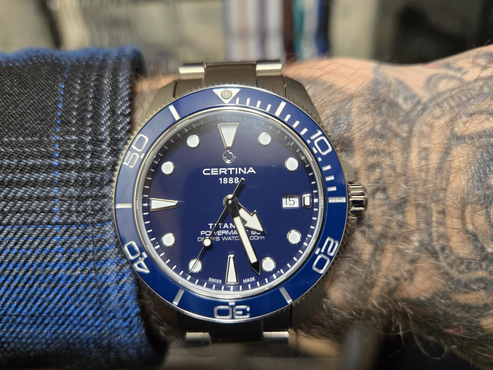 Certina DS Action Gent 40.5mm Titanium Powermatic 80 Nivachron Blue Dial (C0484074404100) customer photo 1