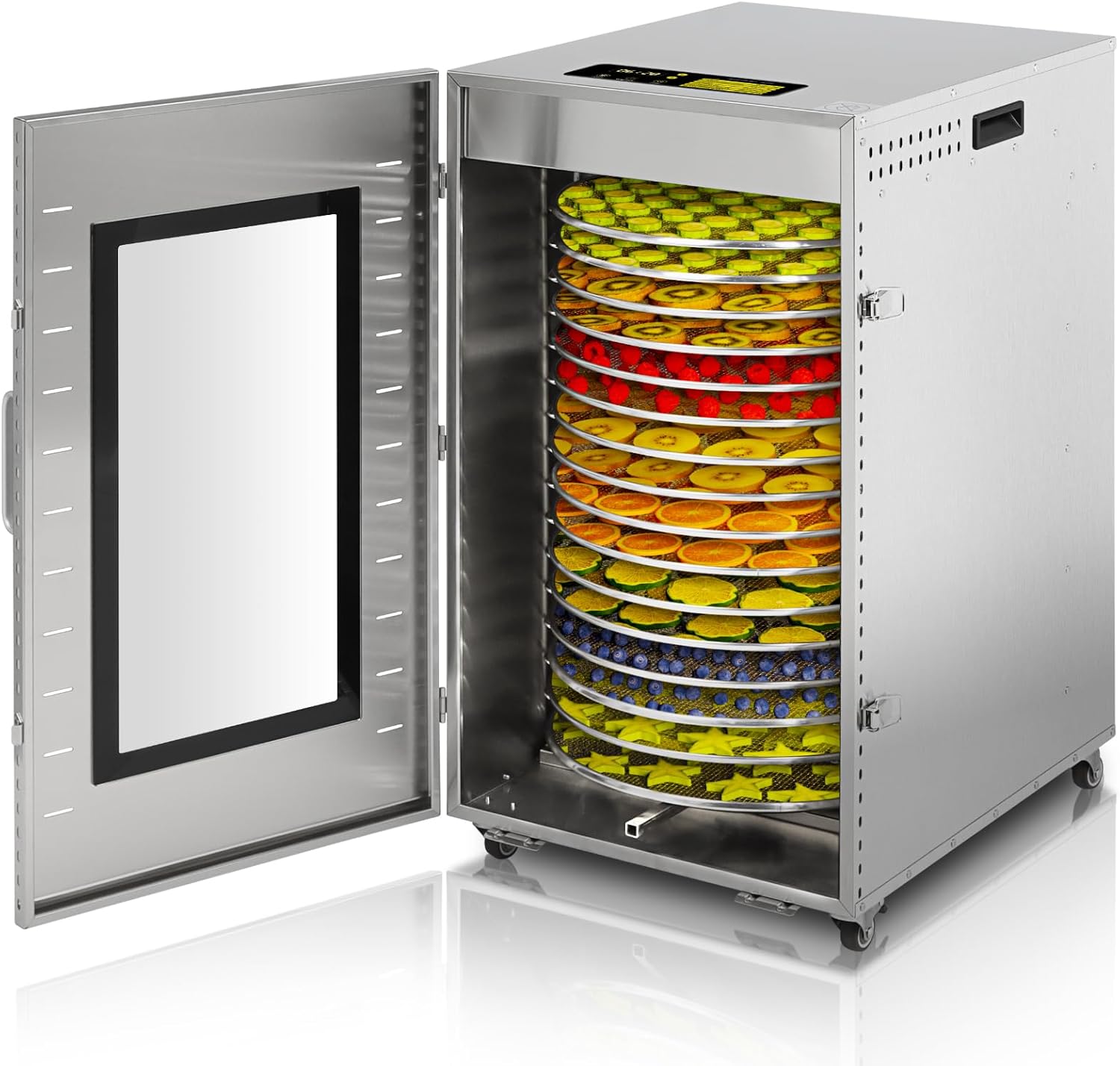 Rotating Commercial Food-Dehydrator Machine 16 Trays, 23.58Ft² Commercial Dehydrator Large Capacity, 1500W Stainless Steel Industrial Dryer, 190°F Meat Dryer for Fruit, Herbs, Beef Jerky Maker customer photo 1