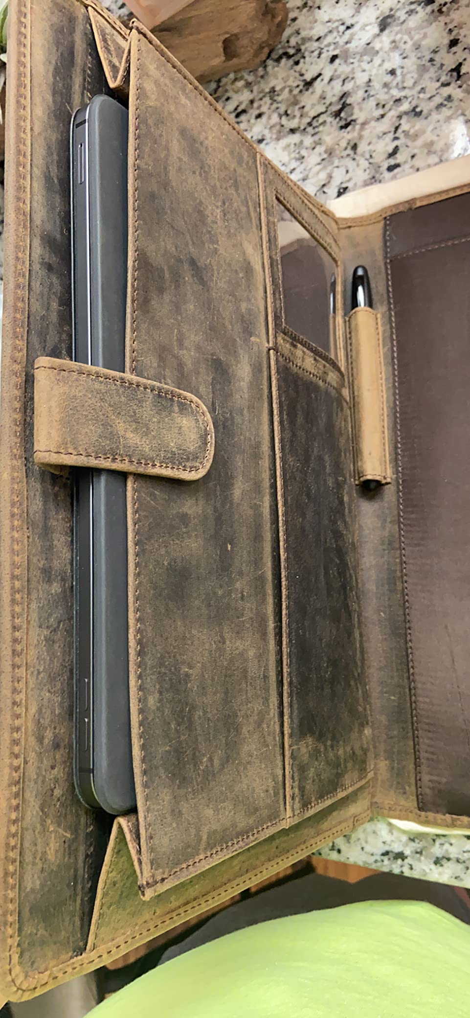 KomalC Leather Portfolio with Zipper Closure | Business Padfolio for Documents, Tablets & Accessories | Vintage Full-Grain Leather Organizer for Professionals customer photo 2
