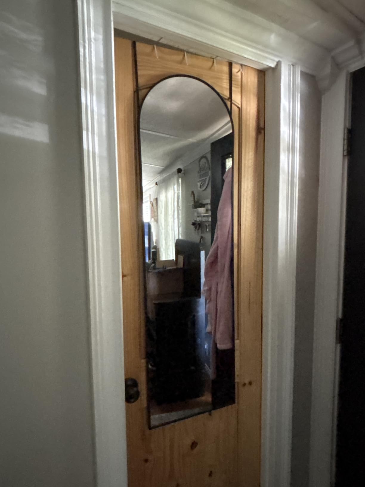 KOMCOTE Full Length Floor Mirror, 91x46 Inch Oversized Arched Standing Mirror in Gold for Bedroom, Living Room, Dressing Room - Elegant Freestanding Leaning Mirror Decor customer photo 2