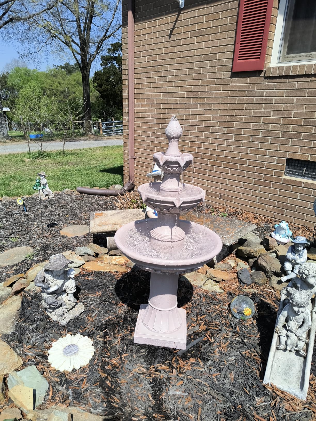 Italian Outdoor Water Fountains Garden Decor - 48.4''H Fountains and Waterfalls Outside, Large Cascading Indoor Floor-Standing Resin Bubbler Fountain Features W/Pump for Patio and Yard customer photo 1