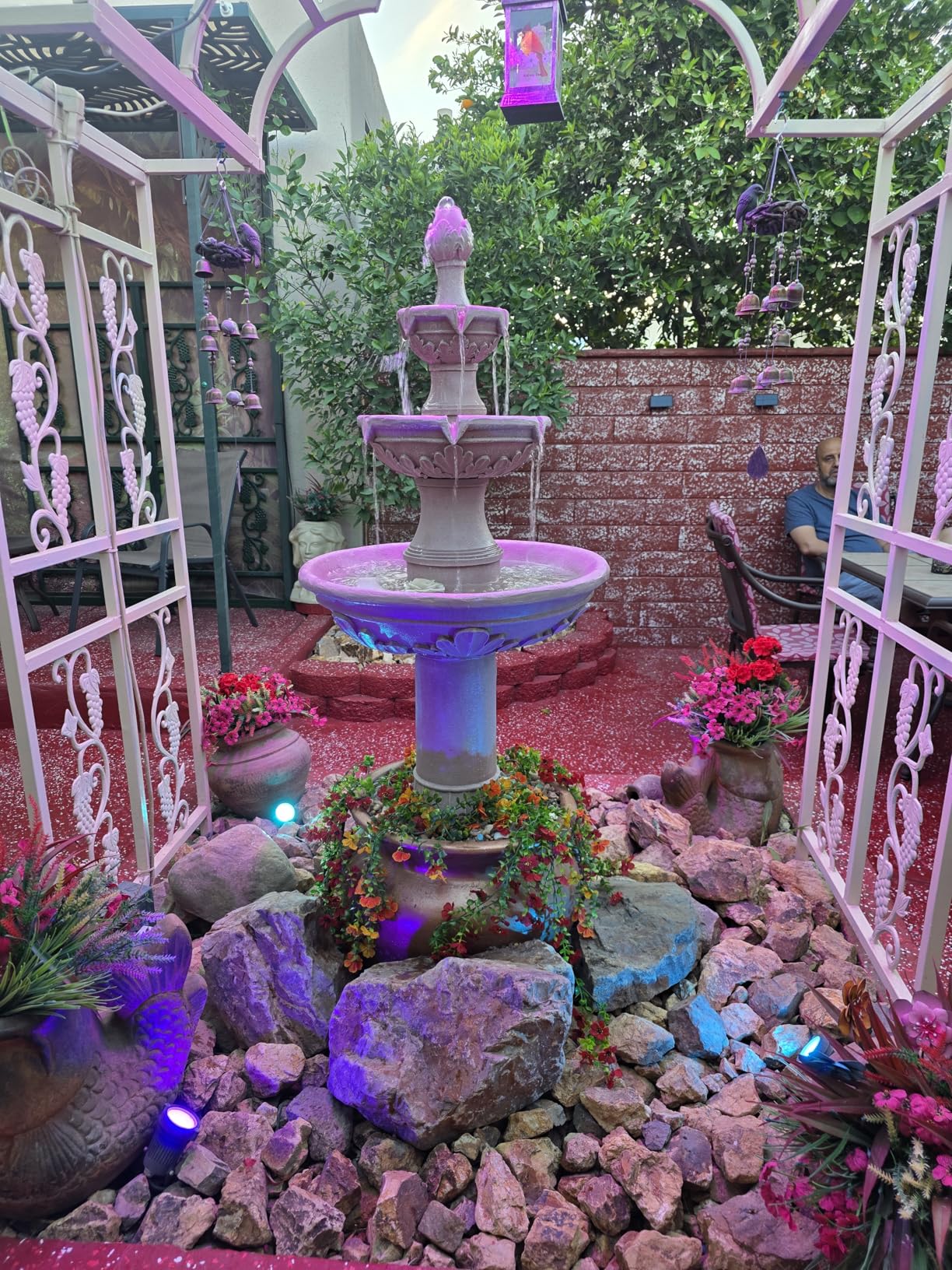 Italian Outdoor Water Fountains Garden Decor - 48.4''H Fountains and Waterfalls Outside, Large Cascading Indoor Floor-Standing Resin Bubbler Fountain Features W/Pump for Patio and Yard customer photo 2