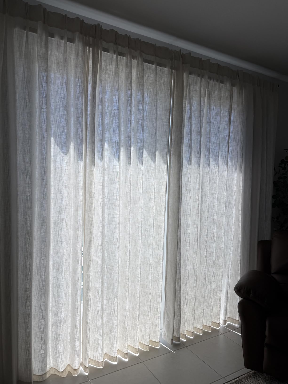 Pinch Pleated Linen Curtains 144 Inches Long for Living Room 2 Panel Set Floor to Ceiling Drapes Natural Cream Beige Ivory Light Filtering Pinch Pleat Curtain Back Tab Neutral Boho Farmhouse Window customer photo 1