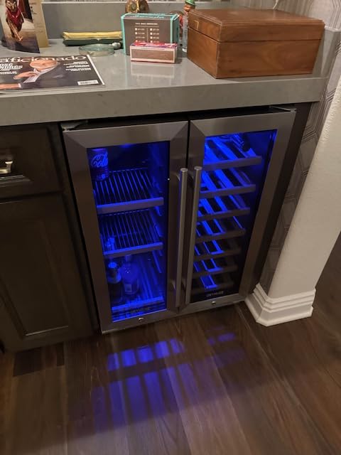 24 Inch Wine Fridge, 54 Bottle Wine Cooler Refrigerator with Stainless Steel Glass Door, LED Display, Upgraded Compressor, Built-In or Freestanding customer photo 2