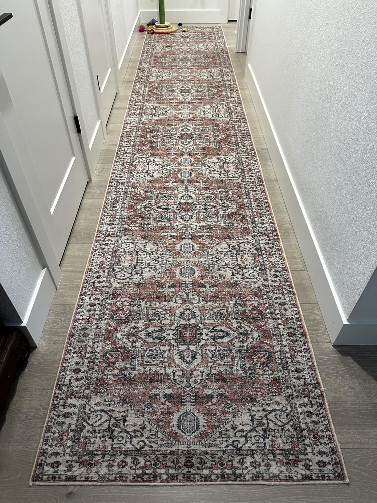 KOZYFLY Runners for Hallways 3x16 Ft Extra Long Washable Faux Wool Thin Hallway Rug Printed Carpet for Entryway Bedroom Staircase Kitchen Laundry Room Floor Decor, Black/Taupe/Beige customer photo 1